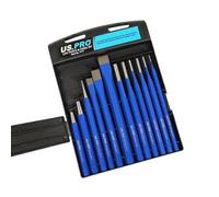 US PRO Tools 12pc Punch & Chisel Set Centre Long Tapered Punches Cold Chisels 7117