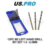 US PRO Tools 13PC M2 Left Hand Drill Bit Set 1.5 - 6.5MM 7082