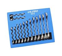 Us Pro Tools 14Pc Stubby Metric Combination Spanners Set 6-19mm Foam Tray 2272