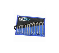 US PRO Tools 14pc Stubby Metric Combination Spanners Set 6-19mm Foam Tray 2272