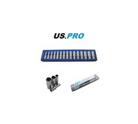 US PRO Tools 15pc 1/2'' Dr 12 Point Deep Sockets In Foam Tray 10 - 24mm 3427