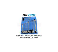 US PRO Tools 17pc 8mm-24mm Metric Gear Ratchet Wrench Spanner Set Eva Foam Tray