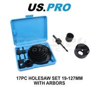 Us Pro Tools 17Pc Hole Saw Set 19-127mm With Arbors 9275