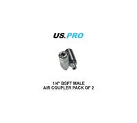 US PRO Tools 2 X 1/4" BSPT Male Air Coupler One Touch - Male Air Fittings 8185