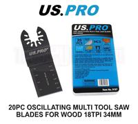 US PRO Tools 20pc Oscillating Multi Tool Saw Blades for Wood 18tpi 34mm 9197