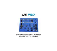 US PRO Tools 20pc Socket Extension Bar UJ Adapter Set 1/4" 3/8" 1/2" DR in Foam Tray 4235