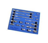 US PRO Tools 20pc Socket Extension Bar UJ Adapter Set 1/4" 3/8" 1/2" DR in Foam Tray 4235