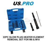 US PRO Tools 22PC Glow Plug Heater Element Removal Set For M8 & M10 5649