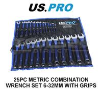 US PRO Tools 25pc Metric Combination Spanner Set 6-32mm with Rubber Grips 7599