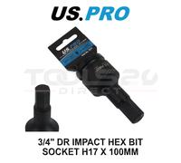 US PRO Tools 3/4" Dr Impact Hex Bit Socket H17 x 100mm CR-MO 7577