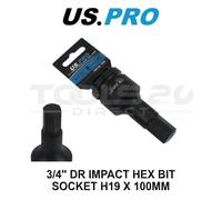 US PRO Tools 3/4" Dr Impact Hex Bit Socket H19 x 100mm CR-MO 7578