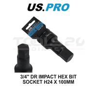 US PRO Tools 3/4" Dr Impact Hex Bit Socket H24 x 100mm CR-MO 7579