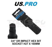 US PRO Tools 3/4" Dr Impact Hex Bit Socket H27 x 100mm CR-MO 7580