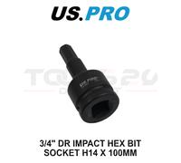 US PRO Tools 3/4" Drive Impact Hex Bit Socket H14 x 100mm 7576