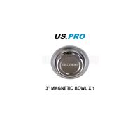 US PRO Tools 3-Inch Magnetic Parts Tray/Bowl with Rubber Base - Stainless Steel, 75x20mm, 40mm Magnet, Code 6783