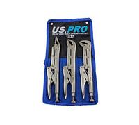 US PRO Tools 3 Piece 12" Flat & Curved Jaw Long Reach Locking Mole Grip Pliers 1837