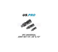 US PRO Tools 3 Piece Universal Joint Socket Adapter Bendy Knuckles Set 1/2" 1/4" 3/8 4203