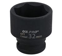 US PRO Tools 32mm Impact Socket 1/2" Drive 6 Point Single Hex Shallow 3830