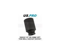 US PRO Tools 35mm Deep 1/2" Dr Impact Thin Walled Hub Nut Socket 12PT 3784