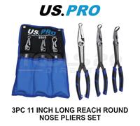 US PRO Tools 3pc 11" Long Reach Round Nose Plier Set 8mm 16mm 22mm 5930