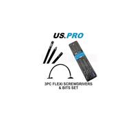 US PRO Tools 3pc Flexi Flexible Screwdrivers & Bit Set 1649