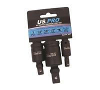 US PRO Tools 3pc Impact Universal Wobble Joint Set 1/4", 3/8",1/2" Drives 3977