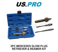 US PRO Tools 3pc Mercedes Glow Plug Retriever & Reamer Kit 5648