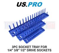 Us Pro Tools 3Pc Socket Storage Rack Tray For 1/4" - 3/8" - 1/2" Sockets 2219