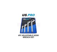 US PRO Tools 4 Piece Adjustable Hook Wrench Set 3/4" - 7/10" 6819