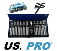 US PRO 42pc Bit Set, Hex, Allen, Torx, Star, Spline Sockets 3/8"-1/2"dr B1486