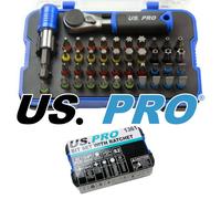 US PRO Tools 43pc Bit Set With Hex Bit Ratchet Driver PH PZ SL TRX HEX etc 1361