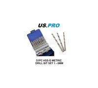 US PRO Tools 51PC HSS-G Metric HSS Drill Bit Set 1-6mmmm Bits 2412