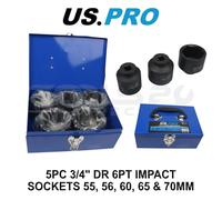 US PRO Tools 5pc 3/4" Dr 6pt Impact Socket Set 55-70mm 7583
