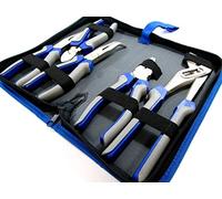 US PRO Tools 5pc Pliers Set in case Combination Long Bent Nose Side Cutters Water Pump 1821, Blue
