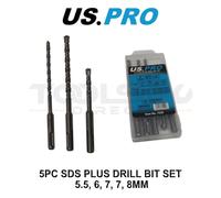 US PRO Tools 5PC SDS Plus Drill Bit Set - 5.5, 6, 7, 7, 8MM 7230