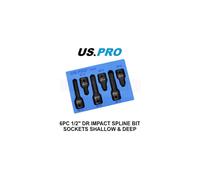US PRO Tools 6pc 1/2" DR Impact Spline Bit Sockets Shallow & Deep M14 M16 M18 3859