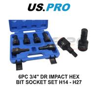 Us Pro Tools 6Pc 3/4" Dr Impact Hex Allen Bit Socket Set Sockets 14 - 27mm 3770