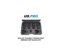 US PRO Tools 6pc 3/8" Dr Flexible Crows Foot Wrench Set Black 6pt 12-19mm 7516