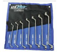 US PRO Tools 7-Piece Double Offset Ring Spanner Wrench Set 6-19 mm 75° 3528
