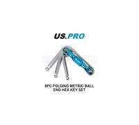 US PRO Tools 8 Piece Folding Metric Ball End Hex Key Set 1625