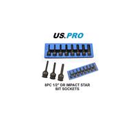 US PRO Tools 8pc 1/2" Drive Star Bit Impact Socket Set T30 - T80 EVA foam 3846