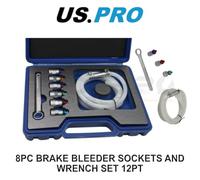 US PRO Tools 8pc Brake Bleeder Socket & Wrench Set 7-12mm with Hose & Check Valve 6243