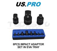 US PRO Tools 8pc Impact Socket Adaptor Set - 1/4", 3/8", 1/2", 3/4" Dr in EVA Tray 7575