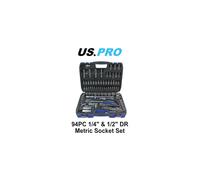 US PRO Tools 94pc Metric 1/4 & 1/2" Comprehensive Socket Wrench set