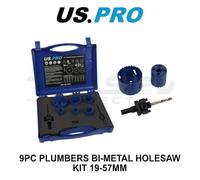 US PRO Tools 9pc Plumbers Bi-Metal Hole saw Kit 19-57mm 9276