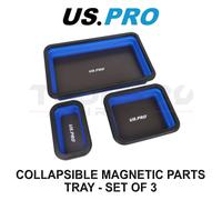 US PRO Tools Collapsible Magnetic Parts Tray Set of 3 Blue 6892
