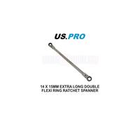 US PRO Tools Extra Long Double Ended Flex-Head Ratchet Spanner 14 & 15mm x 375mm 3870