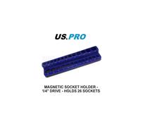 US PRO Tools Magnetic Socket Holder - 1/4" Drive - Holds 26 Sockets 6743