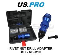 US PRO Tools Rivet Nut Drill Adapter Kit - M3-M10 9274