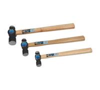 Us Pro Tools Set Of 3 Ball Pein Hammers - Beech Wood Handle 4533